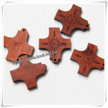 Wooden Cross Decoration with Different Carving Design (IO-cw029)